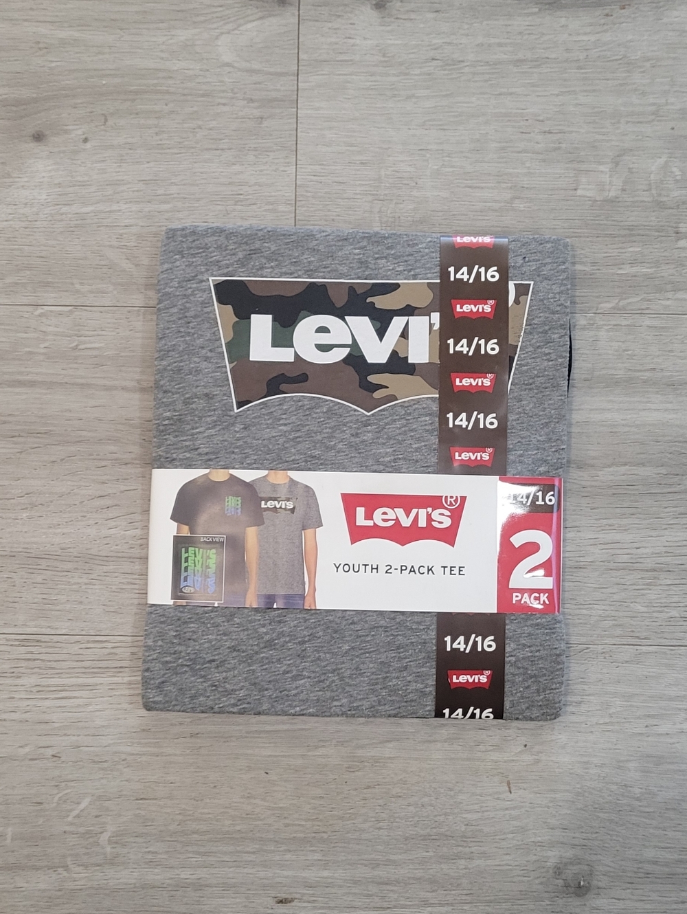 Levi's Youth 2-Pack Grey Tee with Camo Logo